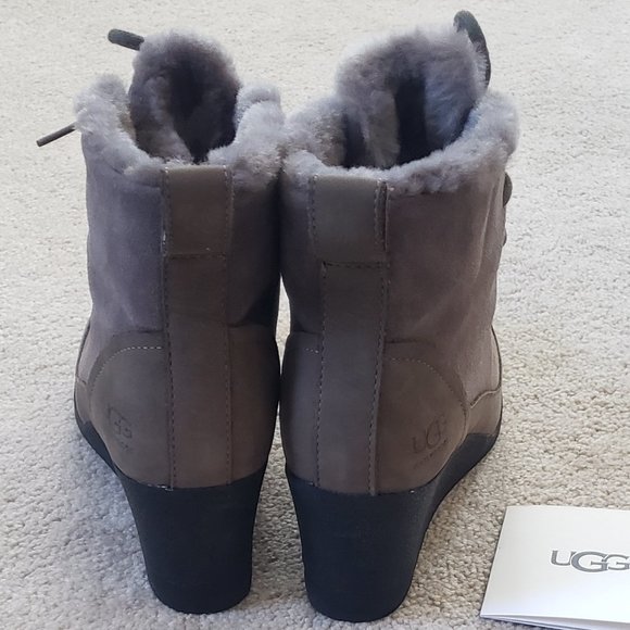 UGG Bridgit Ankle Wedge Boots in Mole - Picture 3 of 10